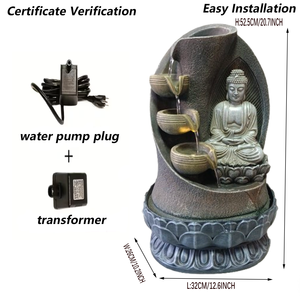 禅瞑想カスケード仏像滝噴水 室内卓上噴水 LEDライト付き - Product Image 2