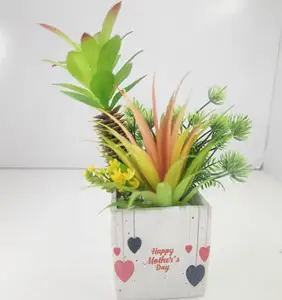 JF DIY Müttertag süße Heimdekoration Kunststoff künstliche Simulation Pflanze Bonsai Blume Topf Geschenk für Mutter