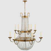 XZ American Vintage K9 Crystal Indoor Candle Handing Lamp Techo Bronce Lujo Cobre Latón Led Chandelier Design Lámpara colgante