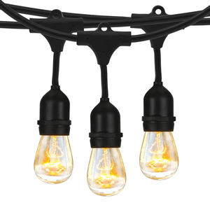 IP65 impermeable Patio vacaciones jardín boda decoración al aire libre US S14 Edison bombilla incandescente <span class=keywords><strong>48ft</strong></span> LED café festón Cadena de luz - Product Image 1