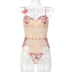 Sensual Sexy Lencería para adultos Body Mujer Mariposa negra Bordado Brillante Rhinestone Entrepierna abierta Lencería íntima erótica - Product Image 6