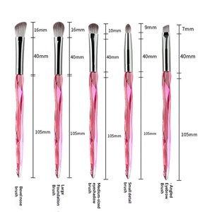 Ensemble de 5 pinceaux à paupières en fibres synthétiques <span class=keywords><strong>diamant</strong></span>ées, design dégradé coloré pour le maquillage des yeux et des sourcils - Product Image 1