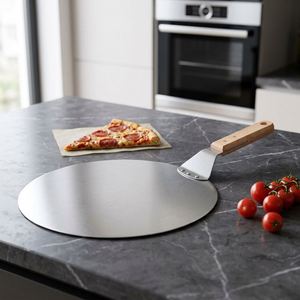 Stainless Steel Peel With Wooden Handle Round Pizza Paddle/Spatula /Cake Lifter & <b>Baking</b> Tool - Product Image 1