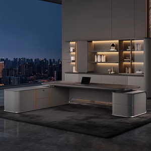 Top Modern Design E1 MDF Luxury Boss Desk L-Shape Executive Leather <strong>Office</strong> <strong>Table</strong> Furniture for CEO <strong>Office</strong> - Product Image 5