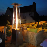 Chauffe-terrasse pyramidal exceptionnel en acier inoxydable de haute qualité, foyer portable à gaz pour jardin, chauffage extérieur de table