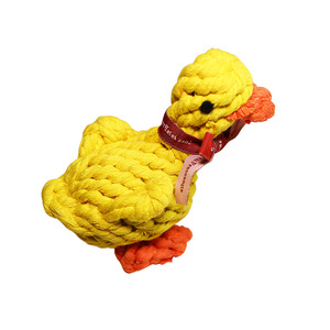 Juguete para mascotas de cuerda de algodón con forma de pato amarillo, 14x9cm, duradero y masticable para gatos y perros - Product Image 4