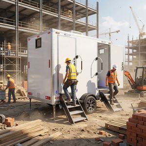 Remorque <span class=keywords><strong>de</strong></span> toilettes mobiles fiable, toilettes portables avec éclairage d'urgence pour les opérations sur les chantiers 24h/24 et 7j/7 - Product Image 1