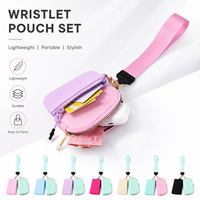 Dompet Koin Unisex Bahan Nylon Anti Air dengan Ritsleting, Tempat Kartu, Kantong Mini, Tempat AirPods, Gantungan Kunci, Cocok untuk Perjalanan