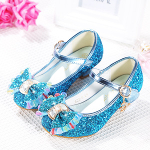 2025 New Inspired <strong>Frozen</strong> Elsa Soft Sole <strong>Dress</strong> Shoes Girls' Crystal-Embellished High Heels Princess Shoes - Product Image 5