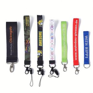 Custom Bulk Sublimation Wristlet Polyester Wrist Key Chain Hand <b>Strap</b> Short Keychain Lanyard with Print Design Logo - Product Image 2