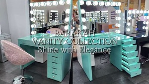 Tocador de Maquillaje Popular en Europa con Espejo Iluminado LED, Altavoz Bluetooth LED RGB y Gran Almacenamiento - Product Image 6