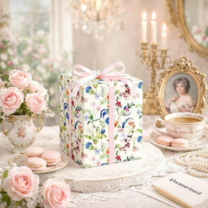 Mothers Day gift wrapping <b>paper</b> colorful retro wildflower <b>pattern</b> double sided printing customizable - Product Image 1