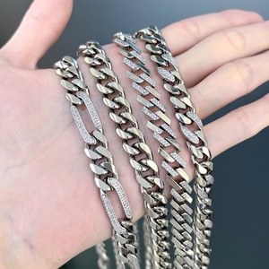 JXX Joyería Hip Hop al por Mayor, Collar de Cadena Cubana Plateada para Hombre, Estilo Clásico, Material Principal Latón - Product Image 2