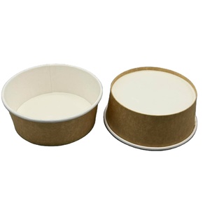 Boîte d'emballage alimentaire pour plats chauds, bols à soupe et salade avec couvercle, bol en papier kraft jetable, bol en papier CKB blanc et brun - Product Image 1