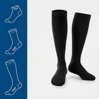 Chaussettes de compression en coton peigné avec logo personnalisé pour femmes et hommes, 20-30 mmHg, hauteur genou, pour la course à pied, le cyclisme, les voyages en avion