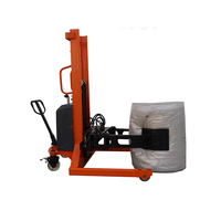 Chariot élévateur semi-électrique à batterie avec pince à rouleaux de papier, empileur rotatif, capacité 300-500 kg, mât à deux étages, pneus pleins