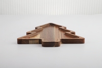 Plateau de service en bois d'acacia naturel, style américain, élégant, forme irrégulière, écologique, motif uni, directement de l'usine