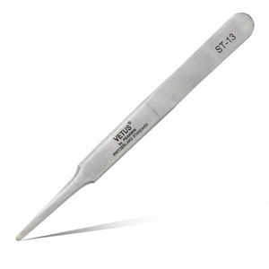 Pinzas de acero inoxidable Vetus ST-13, instrumento de precisión con punta plana para reparación de electrónica - Product Image 2