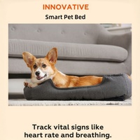Lit intelligent pour animaux de compagnie de haute qualité avec moniteur de santé : suivi du rythme cardiaque, de la fréquence respiratoire et des modes de sommeil, en flanelle, pour la maison et la clinique