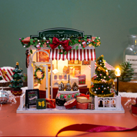 Offre Spéciale Cadeaux de Noël PC2319 Maison de Poupées Miniature en Bois DIY Kit Maison de Poupées Miniature