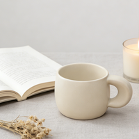 Tasse à café en porcelaine mate nordique simple, imprimée par sublimation, 200 ml - Passe au lave-vaisselle et au micro-ondes, réutilisable pour le petit-déjeuner/le lait