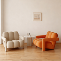 Ensemble de canapés inclinables modernes minimalistes blanc/orange/vert de haute qualité pour salon