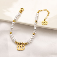 Pulsera de Acero Inoxidable con Perlas de Lujo Retro al por Mayor, Joyería de Diseño Versátil y con Personalidad, Estilo Moderno para Hombre/Mujer