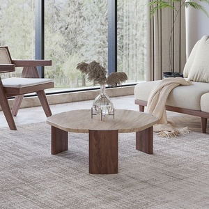 <span class=keywords><strong>Tavolino</strong></span> da Caffè Rotondo GEDO 2026 in Stile Wabi-sabi con Gambe in <span class=keywords><strong>Legno</strong></span> <span class=keywords><strong>Massello</strong></span> e Piano in Pietra Sinterizzata/Pietra Naturale per <span class=keywords><strong>Soggiorno</strong></span> - Product Image 4