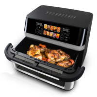 Friteuse à air double zone en acier inoxydable avec écran LCD et double panier multifonction (rôtir/cuire/déshydrater) pour usage domestique