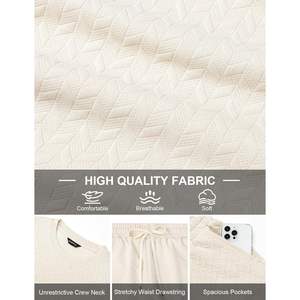 Conjunto de verano personalizado para hombre, 2 piezas, camiseta de algodón tejida transpirable con cuello redondo y pantalones cortos, conjunto deportivo informal a juego. - Product Image 6