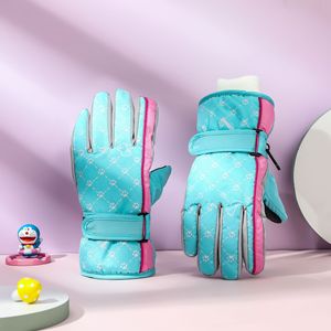 Gants de <span class=keywords><strong>ski</strong></span> d'hiver pour enfants épaissi coupe-vent PU pour le snowboard équitation voiture électrique Double verrouillage chaud gants résistants au froid - Product Image 5