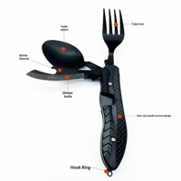 Bestseller Nouveau Couteau Fourchette Cuillère Pliant Multifonctionnel d'Extérieur Outil Portable pour Camping Randonnée en Matériau PP