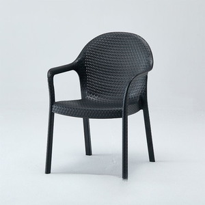 Chaise <span class=keywords><strong>de</strong></span> jardin d'extérieur en rotin synthétique, chaise <span class=keywords><strong>de</strong></span> patio, chaise <span class=keywords><strong>de</strong></span> <span class=keywords><strong>salle</strong></span> à manger en plastique avec dossier et accoudoirs, durable - Product Image 2