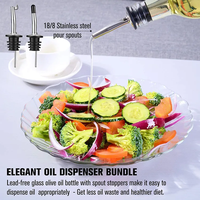 Bouteilles d'huile vides de 250 ml et 500 ml, en verre ambré transparent ou vert, pour huile d'olive, distributeur d'huile d'olive avec bouchon métallique, buse personnalisée, étiquette