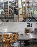 Chariot de rangement pour plaques de cuisson en acier inoxydable commercial avec revêtement autonettoyant, 4 roulettes, résistant à la corrosion, pour utilisation en four