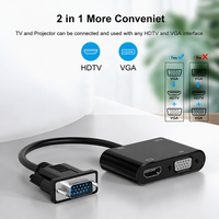 Kabel Konverter Splitter 2-in-1 VGA Male ke VGA+HDTV Female dengan Resolusi 1080P dan Daya Audio Micro USB untuk Penggunaan HDTV di Rumah