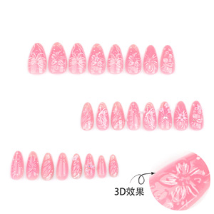 Venta al por mayor dulce Rosa arco flor mano prensa <span class=keywords><strong>uñas</strong></span> <span class=keywords><strong>en</strong></span> stock acrílico corto <span class=keywords><strong>uñas</strong></span> postizas, disponible <span class=keywords><strong>en</strong></span> casa DIY/boda/salón - Product Image 3