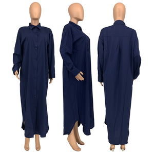 Matériau respirant couleur unie longues robes femmes Maxi décontracté été longue robe pour femmes <span class=keywords><strong>Style</strong></span> décontracté - Product Image 4