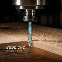 Viextro Fraise à compression en carbure de tungstène 2 dents, revêtement DLC arc-en-ciel, 55HRC, 3.175mm pour le travail du bois et la gravure CNC