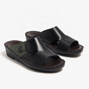 Laterale Nouvo Sandals Smooth Nappa Leather Ostrich Black Forestgreen Soft Padding Durable Original Arabic Sandals Men - Product Image 1