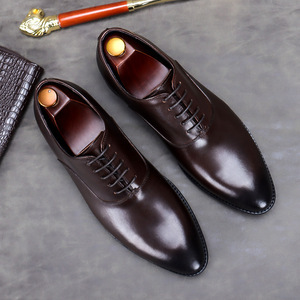 Men's Business Leather Shoes Low Top Lace Up Handcrafted Formal Shoes Top Grain Cowhide Luxury Designer Leather Shoes Stylish - Product Image 6