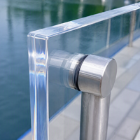 Balustrade en acrylique sur mesure de haute qualité, garde-corps transparent comme du cristal avec poteau en acier inoxydable pour balcon de luxe