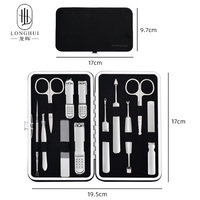 Longhui – Kit de manucure en acier inoxydable 12-en-1, ensemble complet d'outils de coupe-ongles, kit de soin des ongles portable, outils de beauté de taille compacte