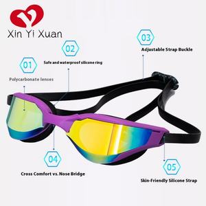 Lunettes de natation de compétition d'entraînement neuves, professionnelles, en silicone électro-plaqué, anti-buée, petite monture, HD - Product Image 2