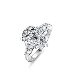 2024 novo anel de noivado de prata esterlina S925 elegante 4Ct VVS Moissanite diamante de corte de pêra clássico