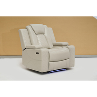Sofá Reclinable Cuadrado de Cuero Reversible con Luces LED y Función de Reposacabezas, Mueble para Apartamento con Relleno de Esponja - ¡Gran Oferta!