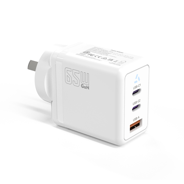 GaN Tech AU Plug 65W 2C1A PD Wall Charger Type-c Port QC3.0 SAA Fast Travel Quick Adapter