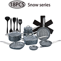 Ensemble de casseroles en aluminium antiadhésif 18 pièces, compatible induction, passe au lave-vaisselle, ustensiles de cuisine