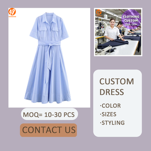 <span class=keywords><strong>Vestido</strong></span> Casual para Mujer, Modelo 7765, en Oferta, Color Azul, Manga Corta, Cuello Camisero, Estampado, Largo hasta la Cintura, Estilo Veraniego - Product Image 3