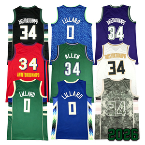 <span class=keywords><strong>Maillot</strong></span> de basket rétro pour homme 2026, cousu, <span class=keywords><strong>Damian</strong></span> <span class=keywords><strong>Lillard</strong></span> Giannis Antetokounmpo, tailles S-2XL - Product Image 1
